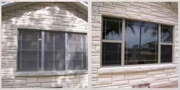 Before = ugly, inefficient widows
After = beautiful, modern, energy-efficient windows