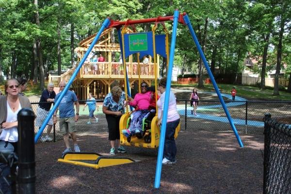 Accessible swing! Custom Designed Playground built by the community of Binghamton, NY