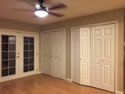 Bedroom painting after Popcorn ceiling removal and Ceiling fan instalation