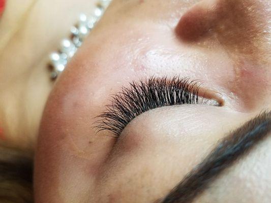 American Volume fans are applied to a single natural hair to give optimal results and healthy eyelashes.