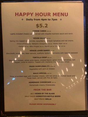 Daily Happy Hour Menu!