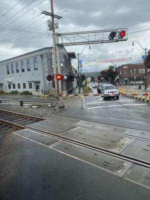 A railroad crossing