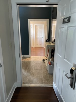 Hallway off entryway that you can leave open to join the 2 units.