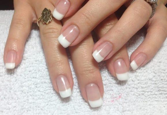 Pink and White French Gel Nails (Basic Gel) by Britney