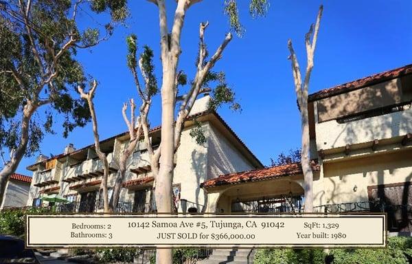 JUST SOLD ~ 10142 Samoa Ave #5, Tujunga, CA 91042 ~ $366,000.00