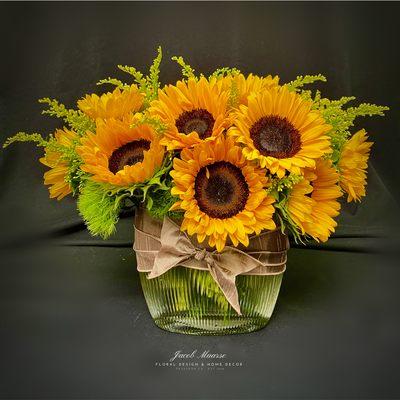 Sunflower Bouquet, 
A mix of our freshest cut sunflowers in a glass vase.