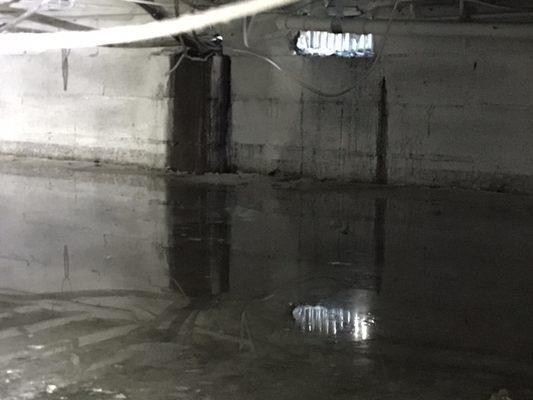 Flooded crawlspace