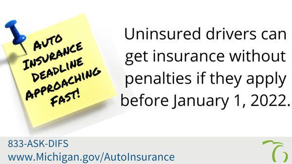 Do not get caught after Jan 1st without auto insurance!!