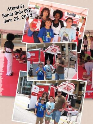 Our family attending a hands on CPR Session at the American Heart Association Hands On CPR Public Program