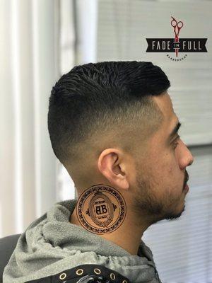 Combover with a medium drop fade. Cut by: Abe The Barber