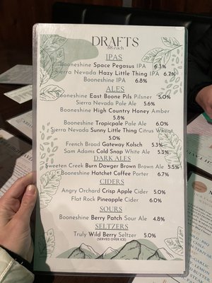 Drink menu