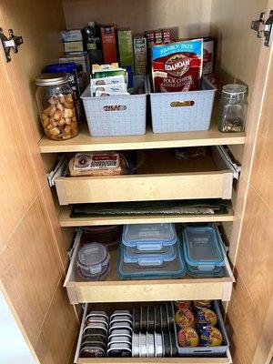 Kitchen pantry organized with items from Target and Ikea.