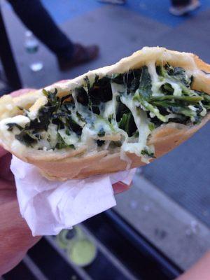 The Greek (spinach, mozzarella, and feta).