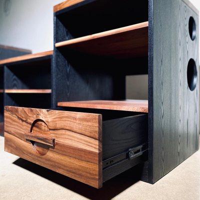 Custom Solid Walnut Drawers and Drawer Pulls