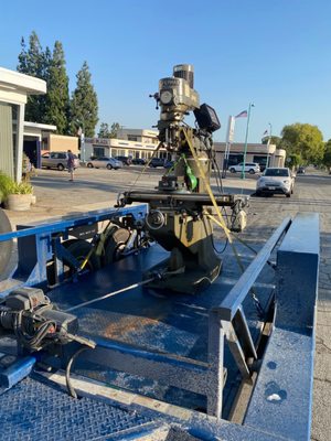 My new to me Bridgeport vertical mill!  Arrived to its new home safe and sound!