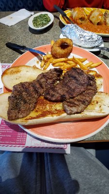 A supposed sliced london broil panini!?!? Horrible! Mom ordered stuffed cabbage, meat inside (chopped) needed to be cut with a knife!