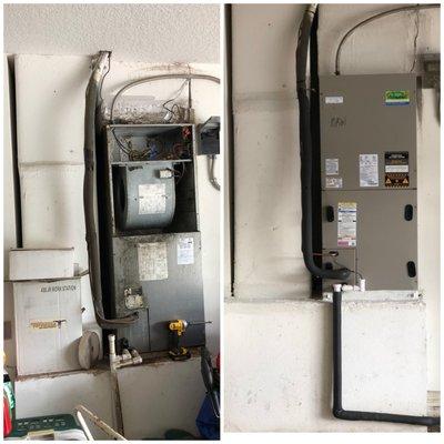 Before and after pictures of an install we just completed