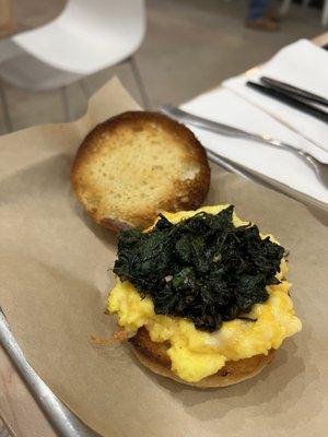 Spinach and kale breakfast sandwich