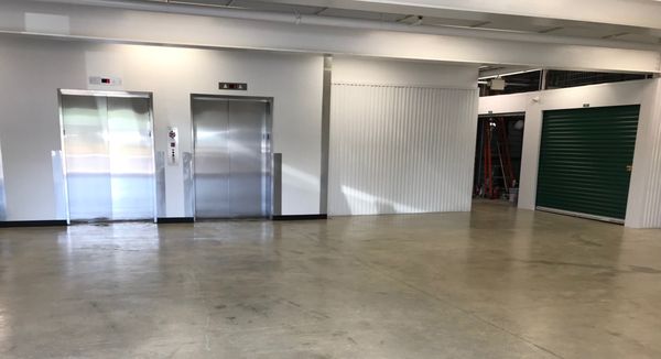 Loading area with elevators and carts for your convenience