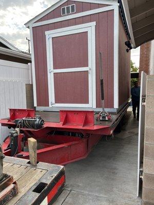 The shed on ready to be moved