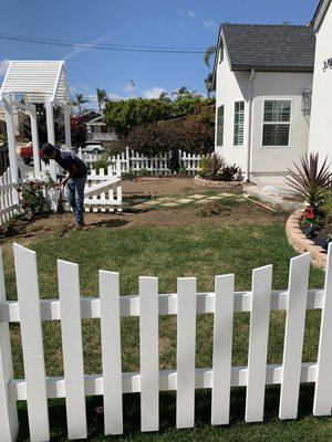 Yard demo. Removed grass and installed beach pebble.