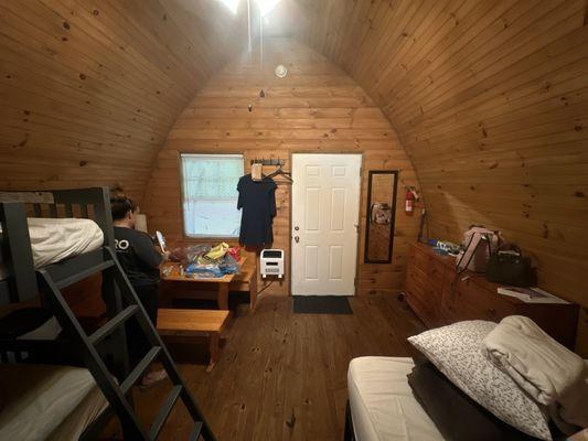 Inside king and bunks