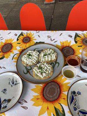 3 Piece Green Mole Tostadas