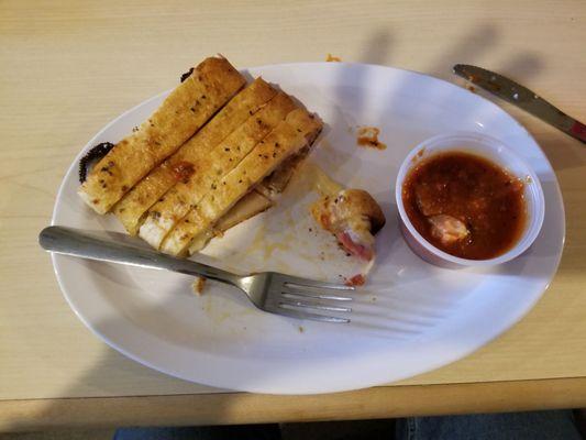 Half of my personal Stromboli (started eating before I remembered to take pic)