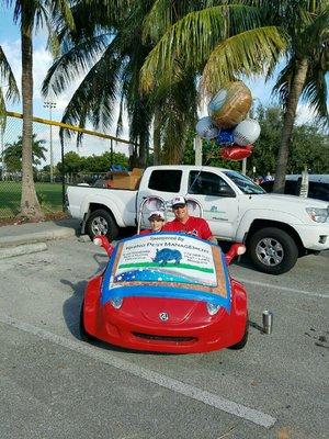 Preparing for the Deerfield Beach Pioneers Day parade and sponsor of Deerfield Beach Little League Minor's Division, go team D'Bulls!