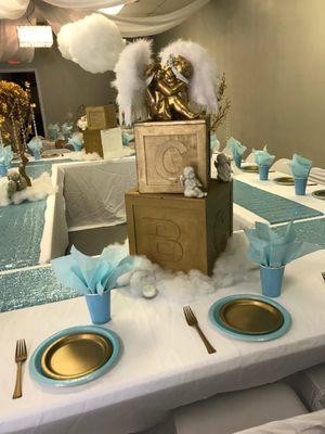 RaChelle Banquet Hall & cookieflavacreations. We are full service event planners and venue owners. Let us plan it for u #heavensent theme