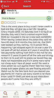 My yelp review for cheap Auto Wholesale! #conartist