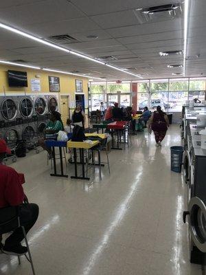 Inside laundromat