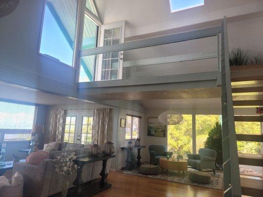 Stairs and bridge to the outdoor patio.