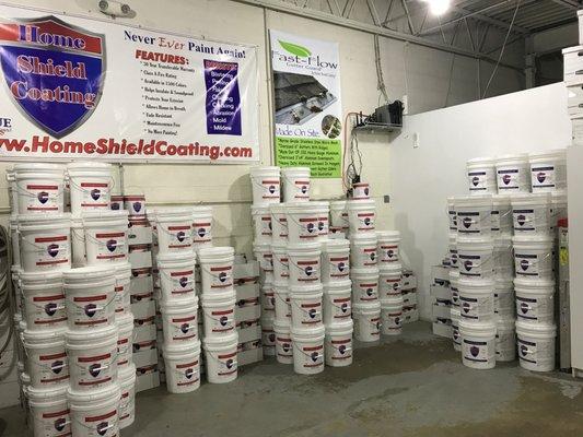 Home Shield Coating our warehouse is ready for a busy week.