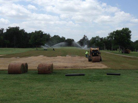 Green Turf Sod replacing fairways with Tiff 419 at Ft Sill, OK golf course.