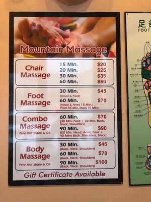 New pricing, still beat value around town. If you needed a traditional Chinese massage deep tissue this is the place to go!