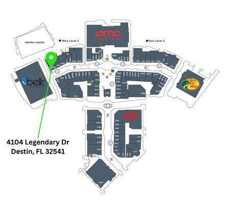 Map location of our store in the Destin Commons