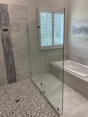 Two Large Panels Clipped together for Walk in Shower