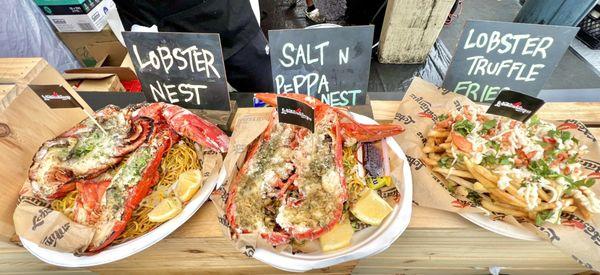 Lobster dishes displayed so you can see what you're getting.