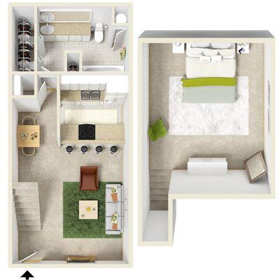 One Bedroom One Bath Loft