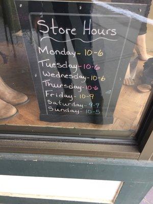 Store hours.