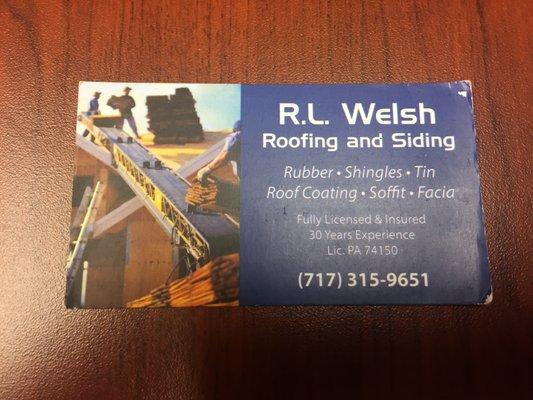 R L Welsh Roofing and Siding