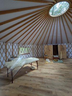 One of our two locations  to receive treatments, the yurt temple is for longer, ritual work together.