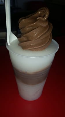 Gelatati: coconut ice water with chocolate ice milk