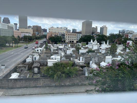 View of cemetery from my window