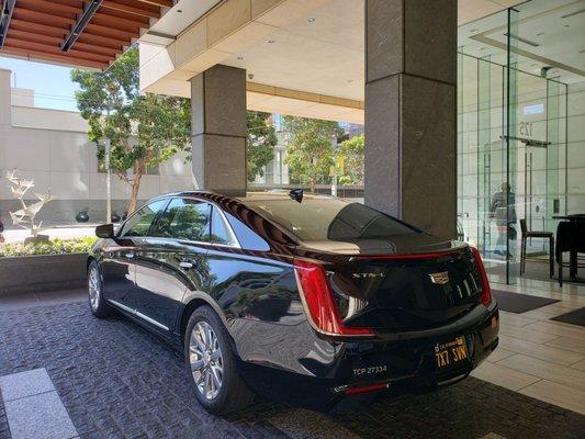 Our Cadillac XTS - L waiting for a client at the St. Regis Hotel,  San Francisco.