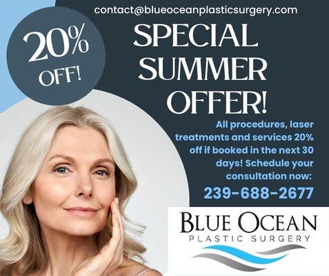 20% OFF Special Summer Offer! 20% off everything. Call for a Consultation Today!