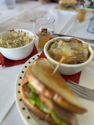 French Onion Soup, Club sandwich, Mac and Cheese!