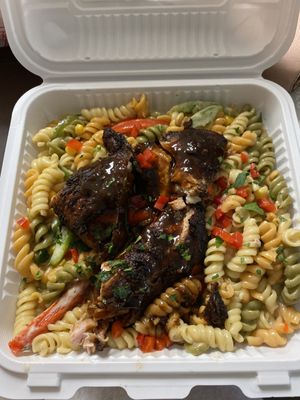 Irie Pasta With Jerk Chicken.