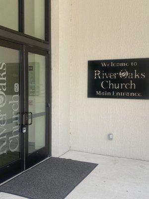 Entrance -- at River Oaks Presbyterian Church in August 2023